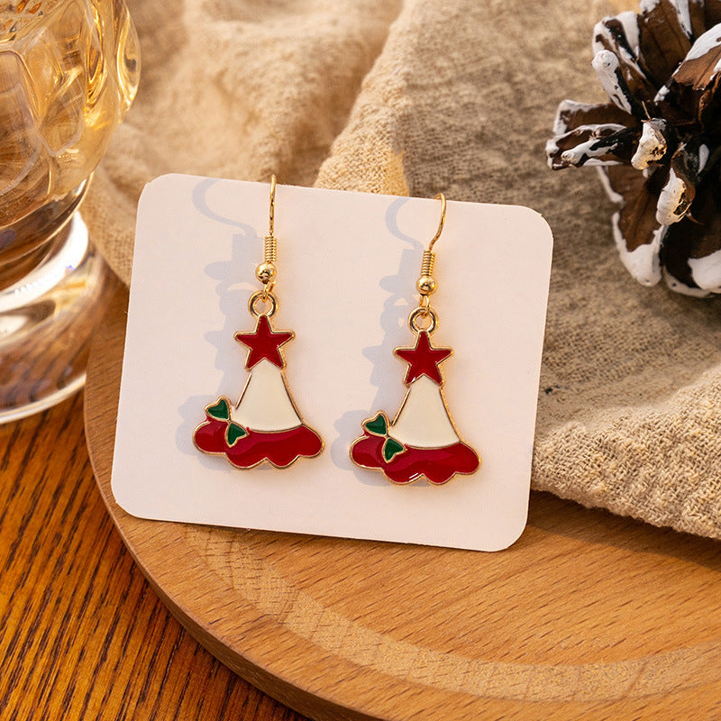 Wholesale Candy Cane Bell Elk Earrings